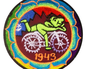 Hofmann LSD Mandala small patch Bicycle Day blacklight 1943 Psychedelic Acid Trip Goa Hippie Visionary Medicine Divine Healing