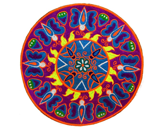 Butterfly Huichol Mandala Patch
