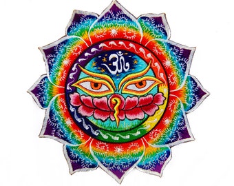 AUM Buddha Eyes rainbow fractal patch
