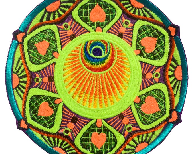 The Sunrise Angel crop circle mandala rainbow fractal ufo mystery sacred geometry protection spirit blacklight glowing psychedelic art