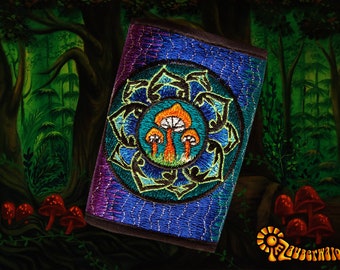 Mushroom Mandala moneypocket embroidery handmade in Goa billfold magic mushroom wallet psychedelic purse