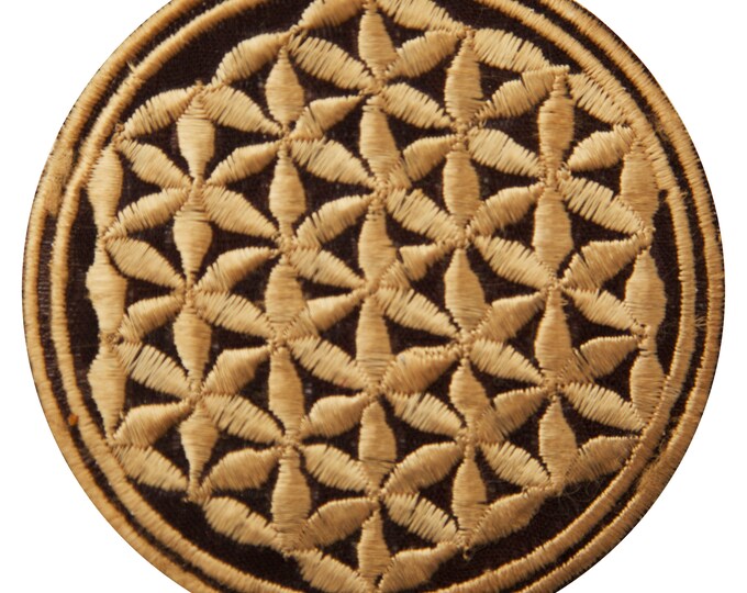 beige flower of life patch small size with variations