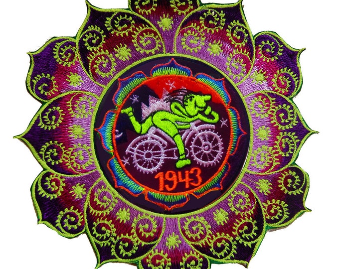 Hofmann LSD Mandala Bicycle Day blacklight purple Patch 1943 Psychedelic Fractal Acid Trip Goa Hippie Visionary Medicine Divine Healing