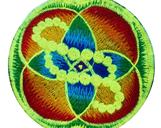 DNA healing cropcircle patch - 3.5 inches blacklight glowing alien art - sacred geometry of healing life through the flower of life