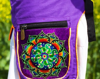Beltbag Ticombe crop circle - 7 pockets, strong ziplocks, size adjustable with hook & loop and clip - blacklight active lines flower of life