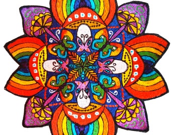 Butterfly Mushroom Rainbow Mandala Patch Psychedelic Psilocybin Shrooms