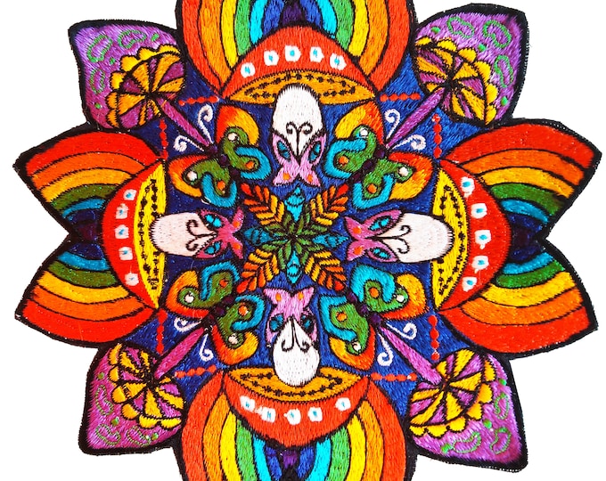 Butterfly Mushroom Rainbow Mandala Patch Psychedelic Psilocybin Shrooms