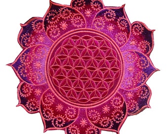 Purple Flower of Life holy geometry patch fractal mandala sacred geometry embroidery art for sew on