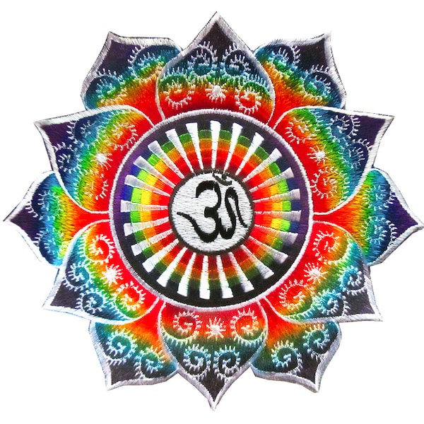 AUM Rainbow Fractal Patch blacklight activ caleidoscope mandala