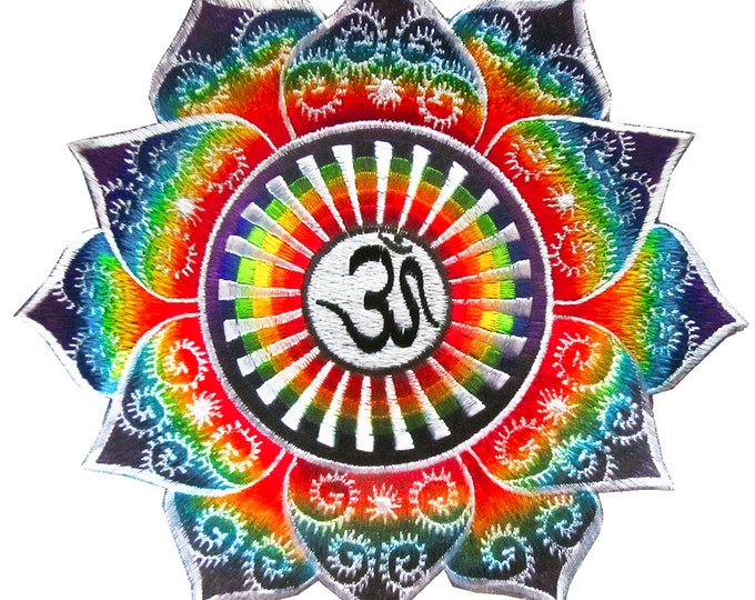 AUM Rainbow Fractal Patch blacklight activ caleidoscope mandala