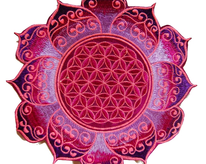 Purple Flower of Life holy geometry patch celtic mandala sacred geometry embroidery art for sew on