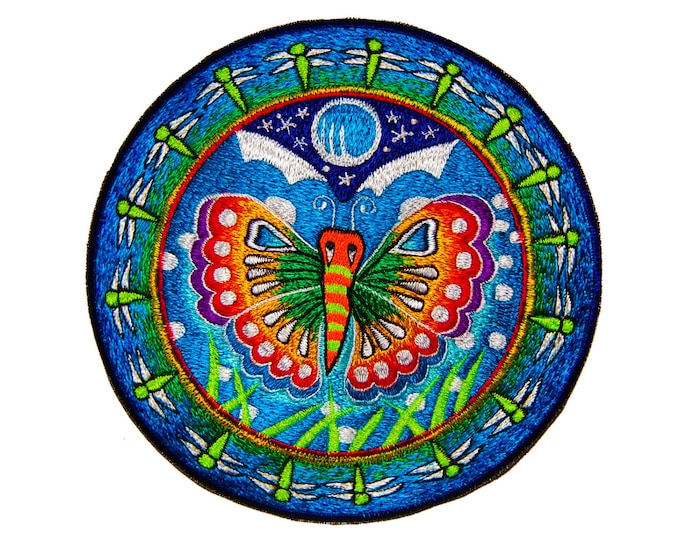 Butterfly mandala Patch rainbow beautiful blacklight active