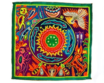 Huichol Mandala Patch Peyote Deer Spirit Shaman