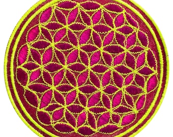 pink flower of life patch small size