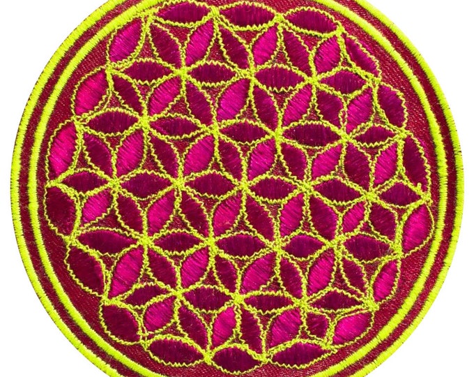 pink flower of life patch small size