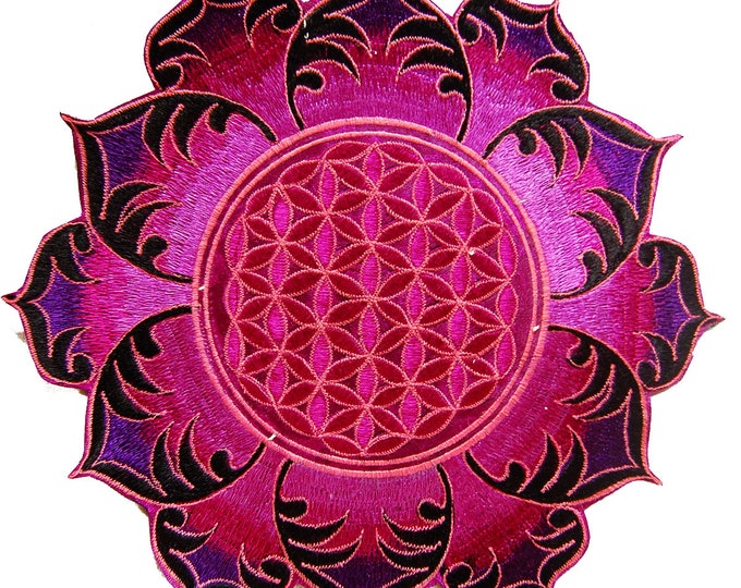 Purple Flower of Life holy geometry patch sacred geometry embroidery art for sew on