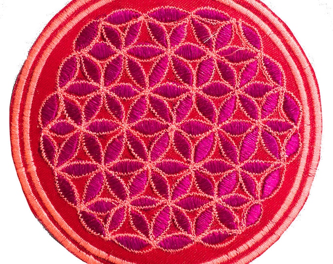 pink flower of life patch small size with variations