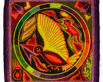 Peyote Spirit embroidery - indigene mexican Huichol shaman artwork