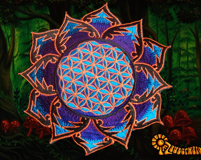 Flower of Life blue purple holy geometry patch sacred art drunvalo melchizedek yantra