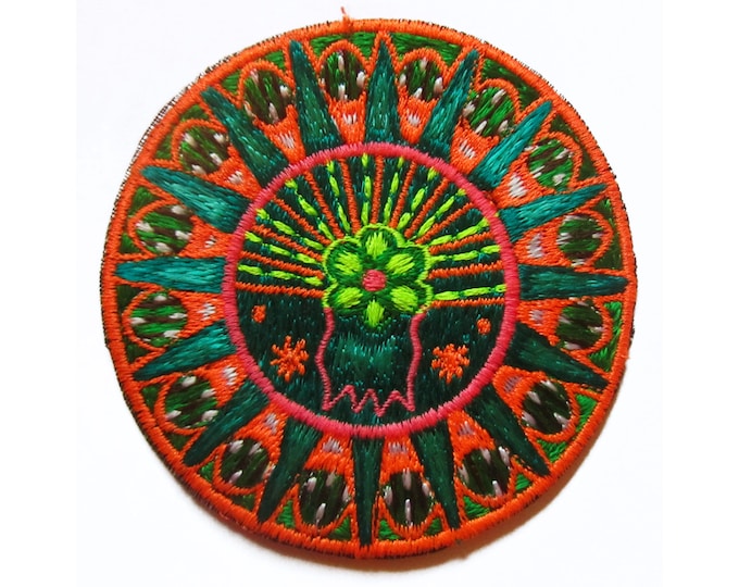 Peyote Cactus Mandala small patch Huichol Artwork