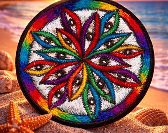 1000 eyes medium patch - goa trance - hippie - visionary art