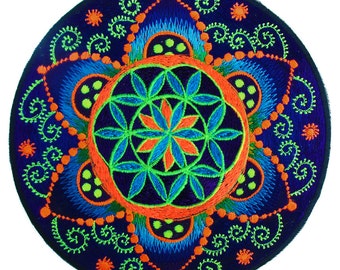 Seed of Life caleidoscope double crop circle mandala holy geometry patch sacred art divine healing fractal flower of life