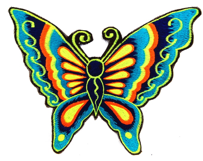 blue butterfly patch medium size