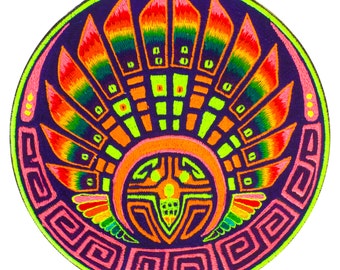 rainbow quetzalcoatl stellar dragon UV glowing crop circle patch 7.5 inches