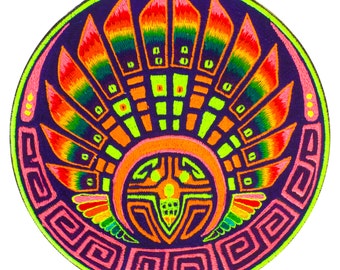 rainbow quetzalcoatl stellar dragon UV glowing crop circle patch 7.5 inches