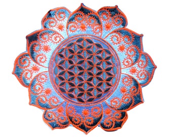 Flower of Life white fractal mandala holy geometry psy patch drunvalo melchizedek
