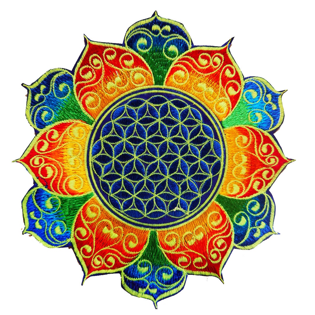 Arco iris Flor de la vida mandala celta geometría sagrada parche arte de  geometría sagrada - Etsy México, image size:1080x1080