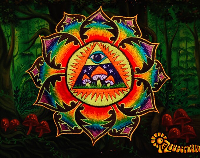 Illuminati Mushrooms T-Shirt allseeing rainbow psilo eye psychedelic no print goa t-shirt