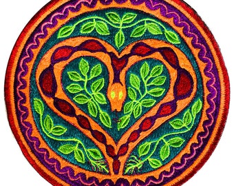 ayahuasca snake heart patch shipibo conibo dmt artwork blacklight active