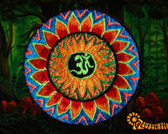 flower aum patch small size cosmic music goa india