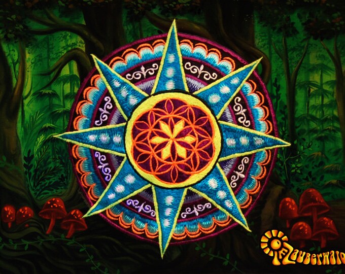 Seed of Life Star T-Shirt - sacred healing geometry seed of flower of life crop circle handmade embroidery no print