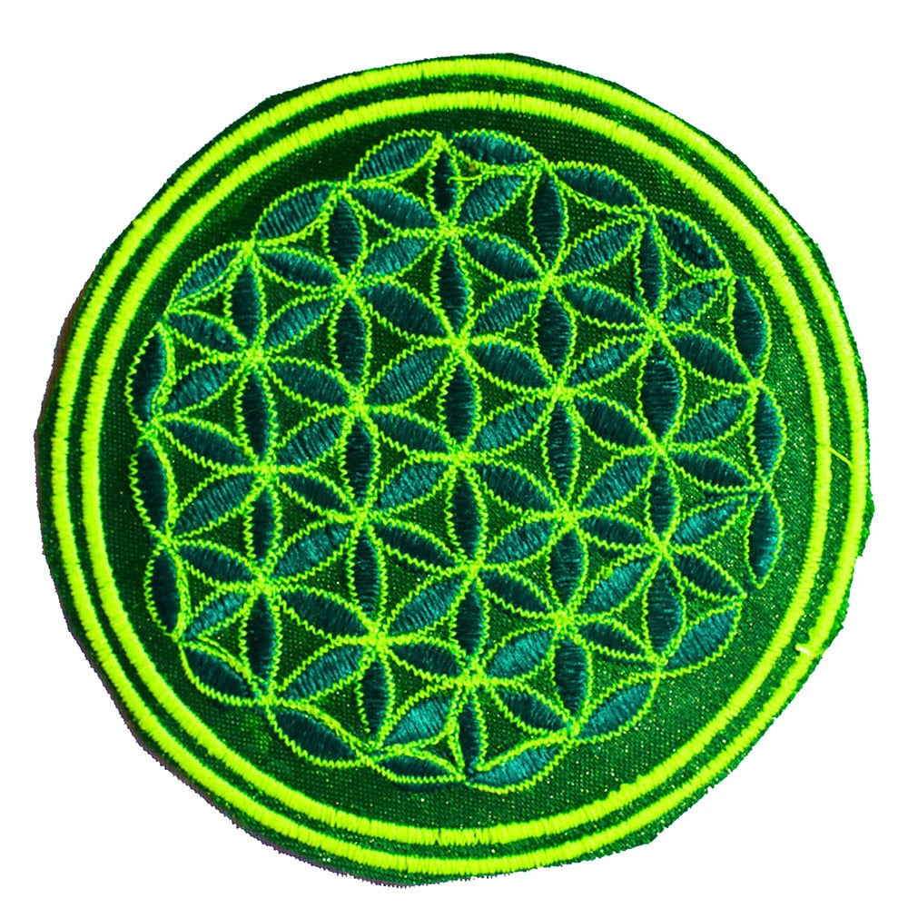 gray flower of life patch small size with variations sacred geometry  embroidery for sewing or as decoration