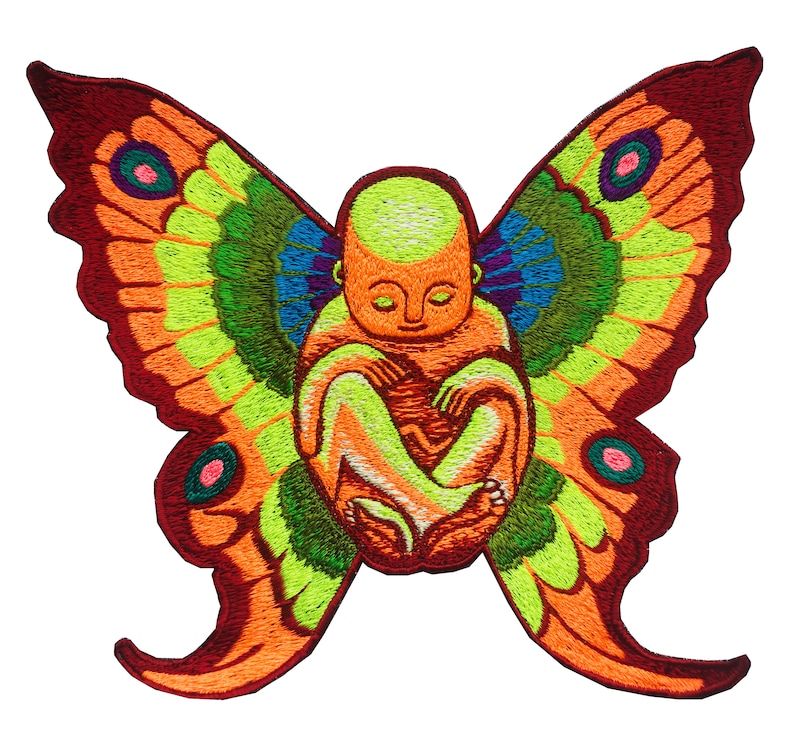 Baby Buddha Butterfly Medium Patch beautiful pregnancy consciousness with shining vibrant UV colors of human potential unfolding in beauty image 1