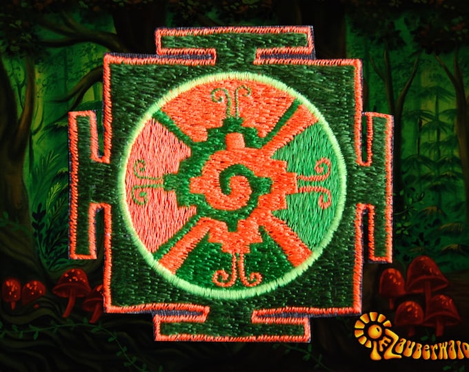 Green Orange Hunab Ku Small Patch center of milky way galaxy mexican maya symbol