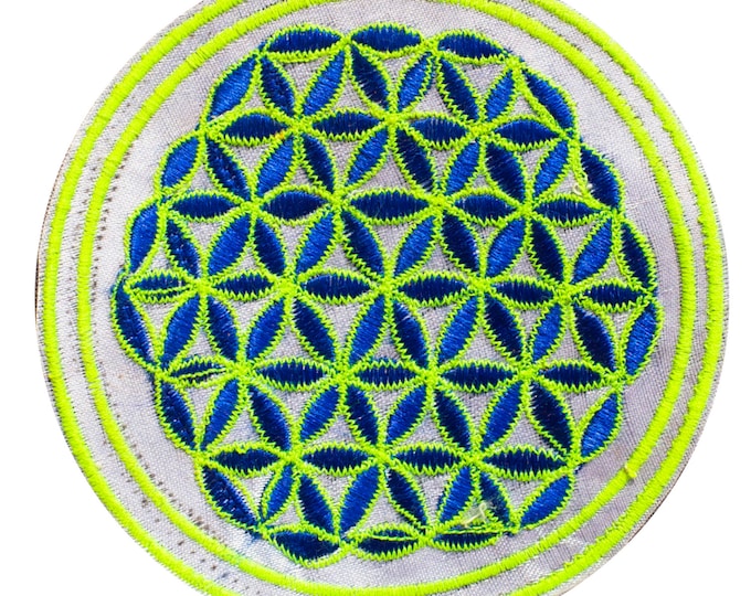 white yellow flower of life patch small size with variations