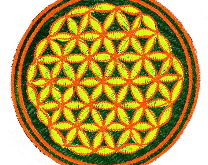 green orange flower of life patch small size with variations