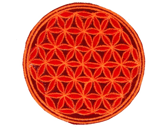 red flower of life patch medium size