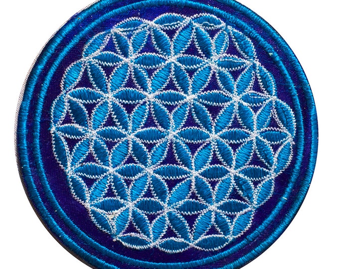 blue flower of life patch small size with variations