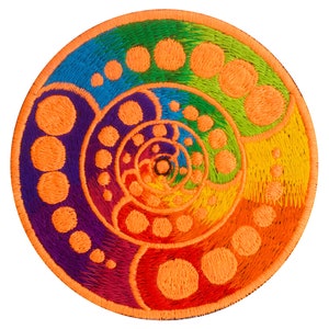 UV Orange Attributes crop circle patch - alien art - blacklight - glowing colours - free energy machine design