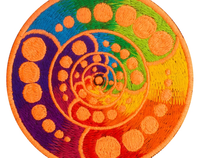 UV Orange Attributes crop circle patch - alien art - blacklight - glowing colours - free energy machine design