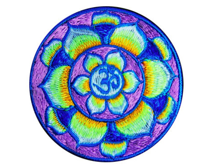 lila aum patch small size cosmic music goa india mandala