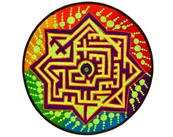 Mirror Labyrinth Patch blacklight active rainbow fractal