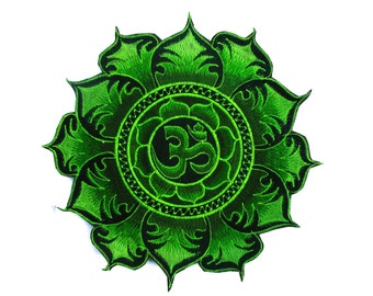 Green Aum Mandala Patch Cosmic Music Goa Trance Festival OM oldschool psytrance yantra
