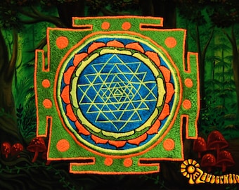 Sri Yantra T-Shirt - sacred healing yantra from india handmade embroidery no print