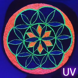 Seed of Life medium patch small size blacklight active crop circle sacred geometry healing mandala blacklight glowing yantra