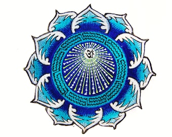 Iceblue Aum mandala patch